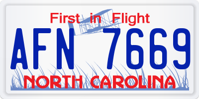 NC license plate AFN7669