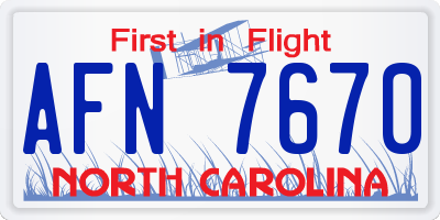 NC license plate AFN7670