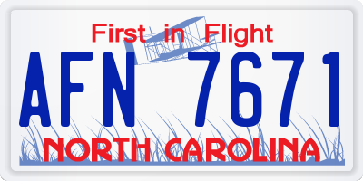 NC license plate AFN7671
