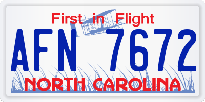 NC license plate AFN7672