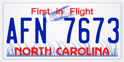 NC license plate AFN7673