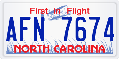 NC license plate AFN7674