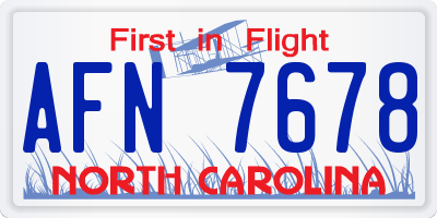 NC license plate AFN7678