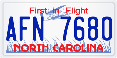 NC license plate AFN7680
