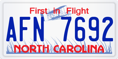 NC license plate AFN7692
