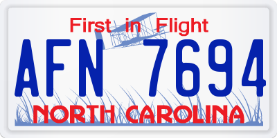 NC license plate AFN7694