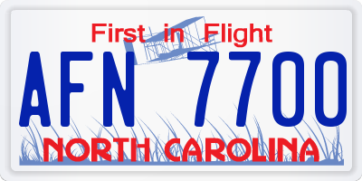 NC license plate AFN7700