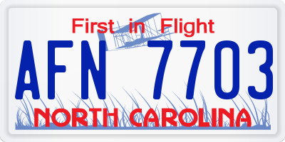NC license plate AFN7703