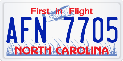 NC license plate AFN7705