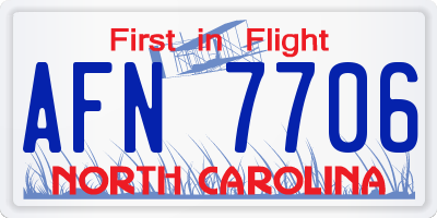NC license plate AFN7706