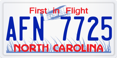 NC license plate AFN7725