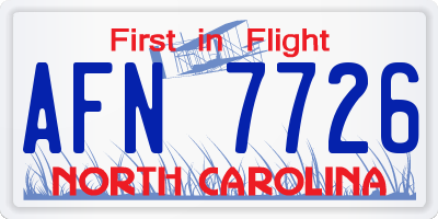 NC license plate AFN7726