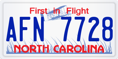 NC license plate AFN7728