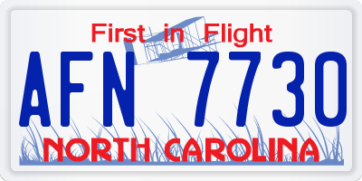 NC license plate AFN7730