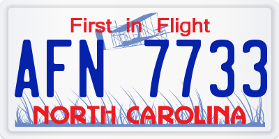 NC license plate AFN7733