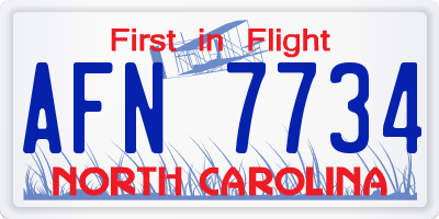 NC license plate AFN7734