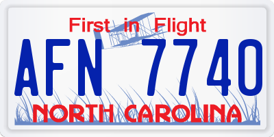 NC license plate AFN7740