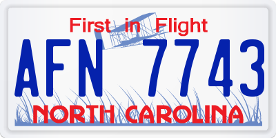 NC license plate AFN7743