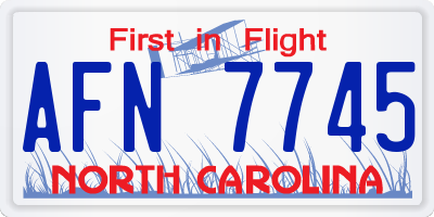 NC license plate AFN7745