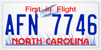 NC license plate AFN7746