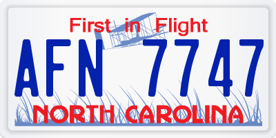 NC license plate AFN7747