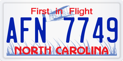 NC license plate AFN7749