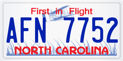 NC license plate AFN7752