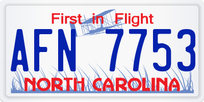 NC license plate AFN7753