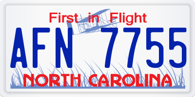 NC license plate AFN7755