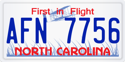 NC license plate AFN7756