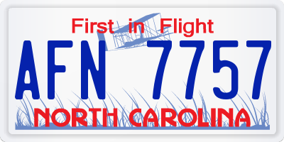NC license plate AFN7757