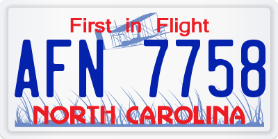 NC license plate AFN7758