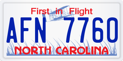 NC license plate AFN7760