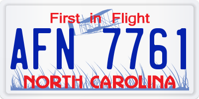 NC license plate AFN7761