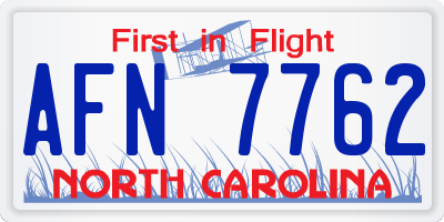 NC license plate AFN7762