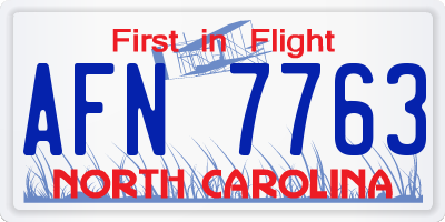 NC license plate AFN7763