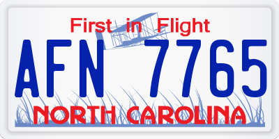 NC license plate AFN7765