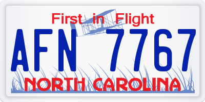 NC license plate AFN7767