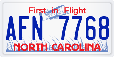 NC license plate AFN7768