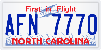 NC license plate AFN7770