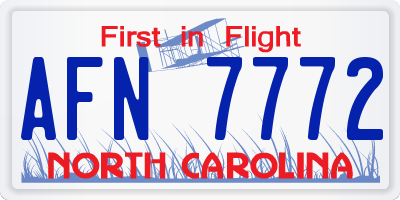 NC license plate AFN7772