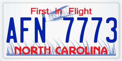 NC license plate AFN7773