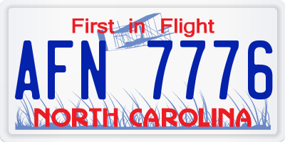 NC license plate AFN7776