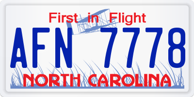 NC license plate AFN7778