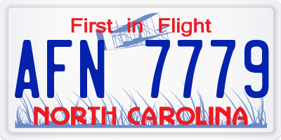 NC license plate AFN7779