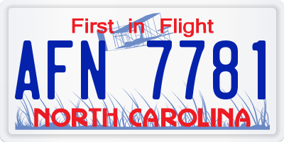 NC license plate AFN7781