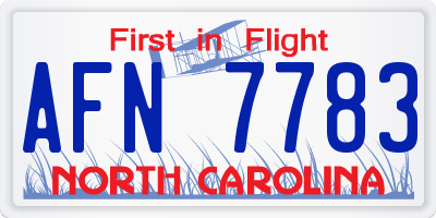 NC license plate AFN7783