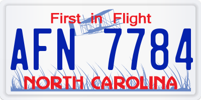 NC license plate AFN7784