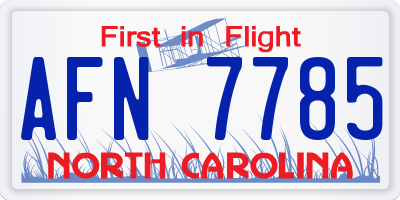 NC license plate AFN7785