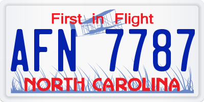 NC license plate AFN7787